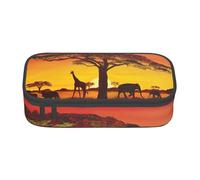 African Animal Sunset Print Multifunctional Pencil Case Stationery Storage Bag Supplies Cosmetic Items Adults