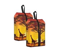African Animal Sunset Print Trainer Bag Portable Boot Bag with Zipper Closure Storage Pouch for Travel Home-2pcs