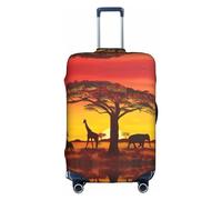 African Animal Sunset Print Unique Travel Luggage Cover Washable Anti Scratch Suitcase Protector for Vacation, White, S