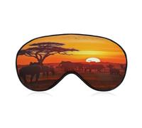 African Animal Sunset Sleep Mask,Adjustable Strap Sleeping Mask, Complete Light Blocking Sleep Shade Cover,Soft Breathable Comfortable Blindfold for Women and Men