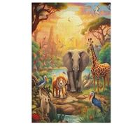 African Animal Wooden Jigsaw Puzzles 1000 Pieces Family Activity Puzzle Educational Games for Adults And Kids Age 12 Years Up 78×53cm
