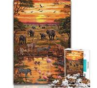 African Animal World 1000 Pieces Jigsaw Puzzle for Adults& Teens,Stress Reliever Difficult Challenge Deal As Gifts for The Whole Family (38x26cm)