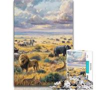 African Animal World Jigsaw Puzzles for Teenagers 1000 Piece Puzzle,Decompressing Intellectual Educational Toy Perfect Decoration (38x26cm)