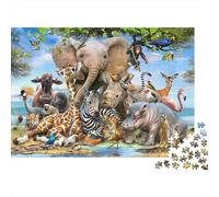 African Animals 1000 Piece Jigsaw Puzzle Paper for Adults Savannah Wildlife Relaxing 38x26cm/1000pcs