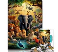 African Animals 1000 Piece Jigsaw Puzzles for Adults & Teens,Brain Teaser Game Wall Decoration Unique Birthday And Xmas Gifts (50x75cm)