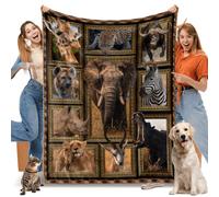 African Animals Blanket, Fleece Throw Blanket for Couch Bed, Soft Cozy Lightweight Warm Flannel Blankets and Throws for Sofa Living Room Decor, 60" x 80" Twin Size