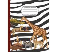 African Animals Composition Notebook - College Ruled: Zebra Background Journal for School, Homework & Journaling - 7.5 x 9.25" | 110 Pages: Part of ... Notebook for Students and Writers