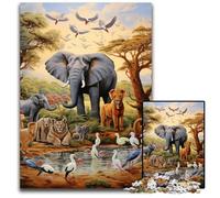 African Animals Jigsaw Puzzles for Adults, 1000 Piece Wooden Jigsaw Puzzles for Adults Challenging Brain Teaser for Teenagers, Family Game Night Fun 50x75CM/19.68x29.52inch