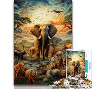African Animals JigsawPuzzle 1000 Pieces for Teenagers,Challenging To Complete But Fun And Humorous Birthday Present,Gifts,Wall Art (38x26cm)