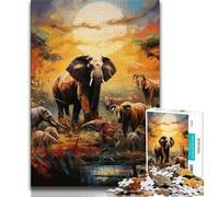 African Animals Jigsaws 1000 Pieces for Teenagers,Help The Brain Exercise Addictive Toys to Cultivate Patience Parent-child Interaction 38x26cm