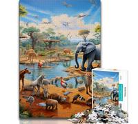 African Animals Jigsaws Puzzles 1000 Pieces for Adults Gifts,Challenging Family Activity Games DIY Toy for Home Wall Decor Gifts (38x26cm)