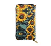 African animals Leather Wallets for Women Man, Wallets Large Billfold with 12 Card Slots,Wallet Passport wallet, Wild Flower Sunflowers, One Size