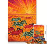 African Animals Migration at Sunset Jigsaw Puzzles for Adults1000 Pieces Serene Game Home Fun Pattern Build Xmas Idea (38x26cm)