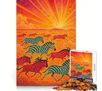 African Animals Migration at Sunset Jigsaw Puzzles for Teenagers 1000 Logic Play True Detail Family Enjoyable Wall Display (50x75cm)