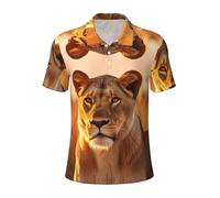 African Animals Print Comfortable and Stylish Polos,for All Occasions,Soft,Breathable and Stylish, Black, XL