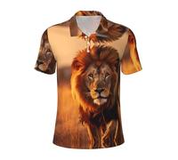 African Animals Print Comfortable and Stylish Polos,for All Occasions,Soft,Breathable and Stylish, Black, Large