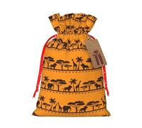 African Animals Print Festive Christmas Bag Drawstring Gift For Holiday Xmas Anniversaries Party Presents