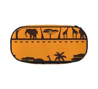 African animals Print Pencil Case Spacious Pen Pouch Zipper High Capacity Makeup Tools Office Supplies, Black, One Size, Cute