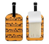 African Animals Print Personalized Luggage Tag with Strap - Baggage Identifier for Suitcase for Travel