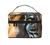 African animals Print Portable Travel Makeup Case Versatile Zipper for Makeup Bag Large Capacity Polyeste, Black, One Size, Black, One Size