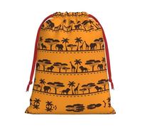 African Animals Print Santa Sack Drawstring Bags For Presents, Reusable Plush Holiday Fabric Gift Bags- L Size