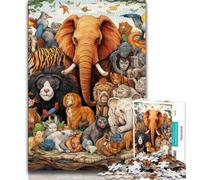 African Animals Puzzles for Adults Teens 1000pc Puzzle,Challenging Game And Family Play with Fully Interlocking Randomly Shaped Pieces (38x26cm)