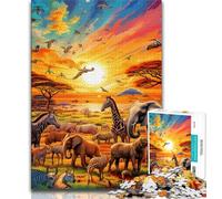 African Animals Puzzles for Teenagers Teens 1000pc Puzzle,Pattern Assembly Fun at Home Activities,Birthday Present,Travel Gifts (50x75cm)