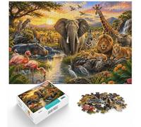 African Animals Safari Sunset Adult Wooden Jigsaw Puzzle | For puzzle fans: Jigsaw Puzzle Gift: New Year gift for puzzle lovers, quiet evening activity.