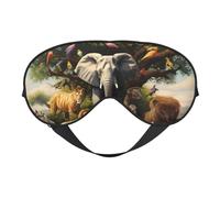 African Animals Sleep Mask for Women & Men - Double-Sided Eye Mask with Adjustable Strap, Soft Silky Feel, Light-Blocking & Breathable for Travel, Nap, Shift Work, Yoga