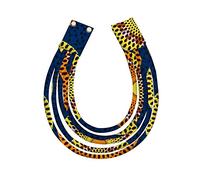 African Ankara Fabric Print Necklace for Women Handmade Button Jewellery for Gift, Plastic, No Gemstone