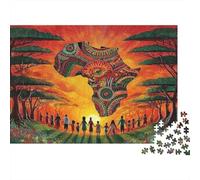 African Art-Colorful Tribal Design 1000 Piece Puzzles for Adults on Thick Blue Board Colourful Jigsaws for Quiet Time Activities And Date Night Ideas 70x50cm/1000pcs