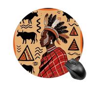 African Art Round Mouse Pads Non-Slip Rubber Base Mouse Mat Cute Mousepad Funny Computer Desk Accessories for Office Home Gaming Work 7.8 X7.8 Inch