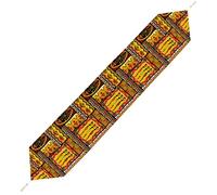 African Art Woman with Pot Historic Elements Orange Table Runner Long Short Plush With Tassels Decoration for Home Farmhouse Wedding 70 79 90 Inches