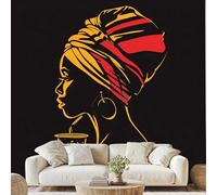 African Beauty Headscarf Wall Paper Girl Face Portrait Drink Self-Adhesive Wallpaper 250x175 cm Modern Woman Non-Woven Wall Stickers for Living Room Bedroom Mural Decoration Removable Poster wa209k