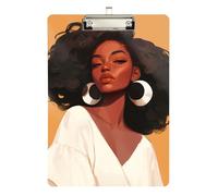 African Beauty White Clothes clipboard case Acrylic Cute for Nursing Student Trade Quest Size 9 x 12 Silver