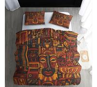 ECOTOS African Bedding Double Size, Tribal Duvet Cover Sets, Luxury Reversible Quilt Cover & 2 Pillowcases with Zipper Closure, Comfy Soft Easy Care Breathable Microfibre Bed Set