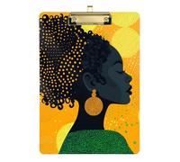 African Beuaty Dots clipboard Occupational Therapy Waterproof for Police Office Nurse Football Coaches Size 9 x 12 Gold