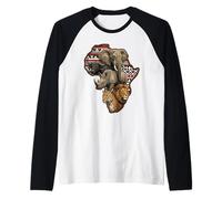African Big Five Animals Safari Wildlife Tribal Continent Raglan Baseball Tee