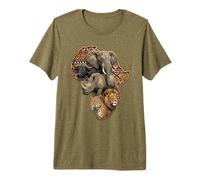 African Big Five Wildlife Map Elephant Lion Rhino Leopard Premium T-Shirt