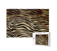 African Black Gold Zebra Animal Skin Sepia,300 Pieces Wooden Jigsaw Family Game Jigsaw Puzzles for Adults Teens Home Decor