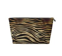 African Black Gold Zebra Animal Skin Sepia, Toiletry Pouch Makeup Bag Cosmetic Bag Portable Travel Toiletry Bag