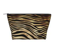 African Black Gold Zebra Animal Skin Sepia, Toiletry Pouch Makeup Bag Cosmetic Bag Portable Travel Toiletry Bag