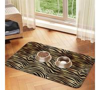 African Black Gold Zebra Animal Skin Sepia,Waterproof Pet Feeding Mat,Cat Dog Placemats for Food and Water, PU Leather Food Mats,40x60cm