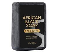 African Black Soap Shea Butter Soap Moisturising for Face and Body Deep Cleansing Refining Radiant Skin Shower Gel (Black, One Size)