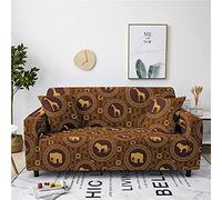 African Bohemian Ethnic Style Stretch Polyester Sofa Cover 1/2/3/4 Seat Brown Beige African Woman Giraffe Lion Pattern Living Room Hotel Sofa Cover Decoration Slipcovers (Colour6,1 Seat)