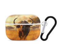 African Buffalo Sunset Compatible with Airpods Pro Case Cover Hard Cases with Durable Hanging Buckle Charging Visible LED