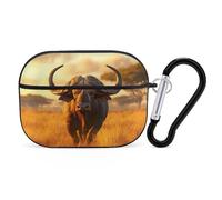 African Buffalo Sunset Compatible with Airpods Pro Case Cover Hard Cases with Durable Hanging Buckle Charging Visible LED
