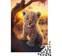 African Cheetah Cub 1000 Piece Jigsaw Puzzle Paper for Adults Sunset Nature Scene Puzzle Game for Family Relaxation Focus Home Decor Gift 70x50cm/1000pcs
