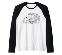 African Cichlid Line Art Aquarist Raglan Baseball Tee