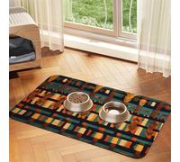 African Classic Weave print Cats Pet Bowl Placemat Pet Feeding Mats for Dogs, Non-Slip PU Leather Tablecloth for Pets